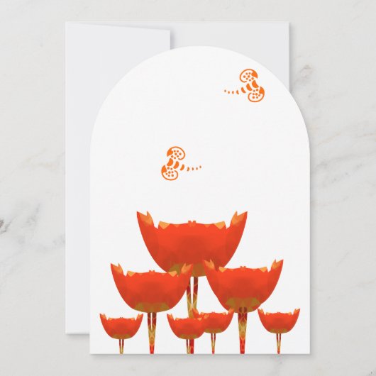 Boterfly - uitnodiging voor koraal en grijze papav (Achterkant)