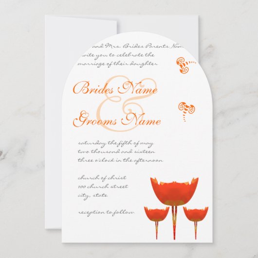 Boterfly - uitnodiging voor koraal en grijze papav (Voorkant)