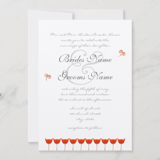 Boterfly - uitnodiging voor koraal en grijze papav (Achterkant)