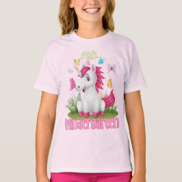 Boterfly Unicorn Kindergarten Terug naar school T-shirt