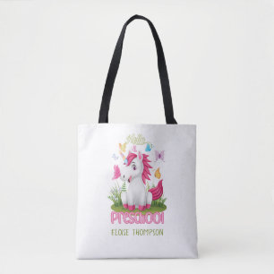 Boterfly Unicorn Preschool Terug naar school Tote Bag