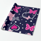 Boterfly Valentijn Heart | Valentijn Gift Wrap Cadeaupapier (Uitgerold)