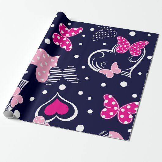 Boterfly Valentijn Heart | Valentijn Gift Wrap Cadeaupapier (Uitgerold)