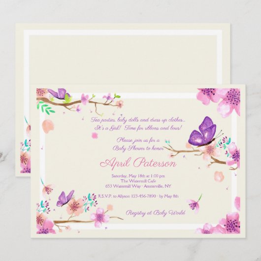 Boterfly Valley Invitation Kaart (Voorkant / Achterkant)