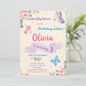 Boterfly verjaardagsuitnodiging Butterfly kisses Kaart (Staand voorkant)