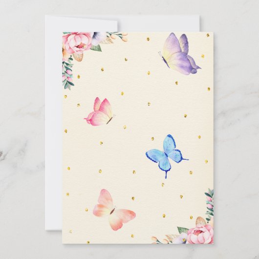 Boterfly verjaardagsuitnodiging Butterfly kisses Kaart (Achterkant)