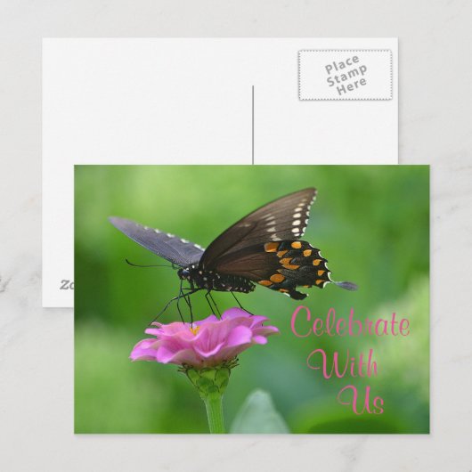 Boterfly-vielebratieuitnodiging Uitnodiging Briefkaart (Voorkant / Achterkant)