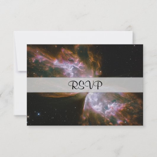 Boterfly-vorm planetaire nebula RSVP kaartje (Voorkant)