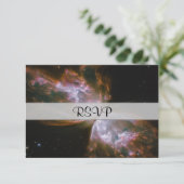 Boterfly-vorm planetaire nebula RSVP kaartje (Staand voorkant)