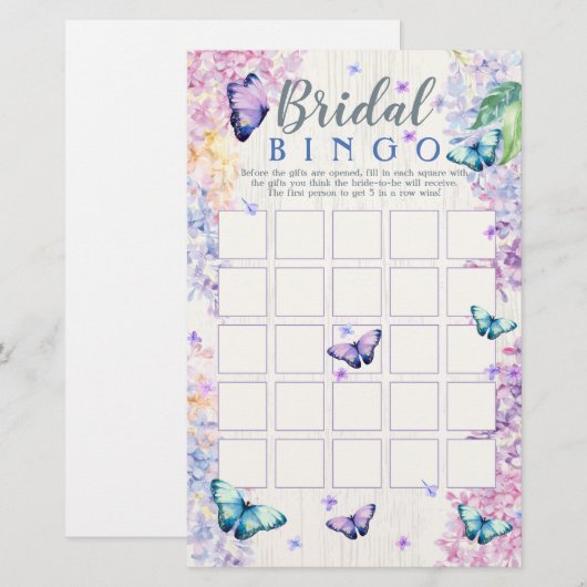 Boterfly Vrijgezellenfeest Bingo Game (Voorkant / Achterkant)