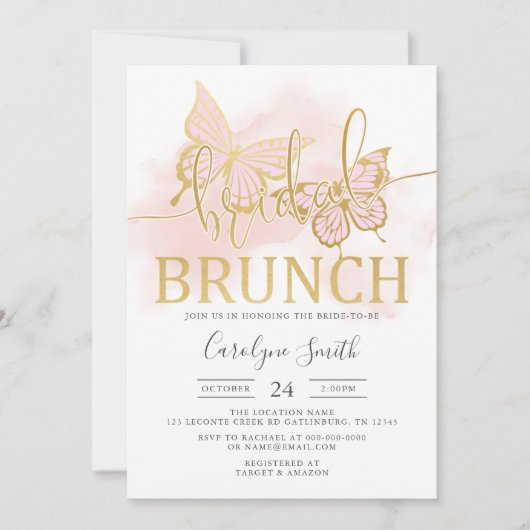 Boterfly Vrijgezellenfeest Bridal Brunch Kaart (Voorkant)