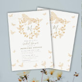 Boterfly Vrijgezellenfeest Gold Monogram Elegant Kaart