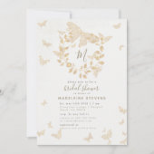 Boterfly Vrijgezellenfeest Gold Monogram Elegant Kaart (Voorkant)