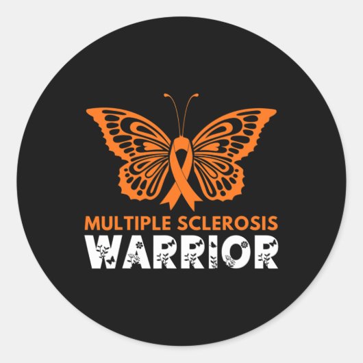 Boterfly Warrior Multiple Sclerosis Awareness Ora Ronde Sticker (Voorkant)