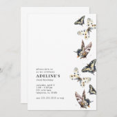 Boterfly Waterverf Birthday Party Invitation Kaart (Voorkant / Achterkant)