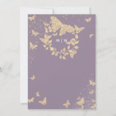 Boterfly Weddenschap Lila gouden monogrammen Elega Kaart (Achterkant)