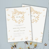 Boterfly Wedding Gold Monogrammen met grote elegan Kaart
