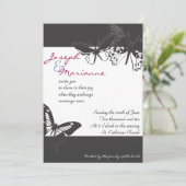 Boterfly Wedding Invitation Invite Verloving Kaart (Staand voorkant)