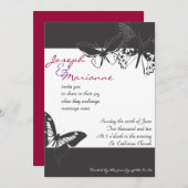 Boterfly Wedding Invitation Invite Verloving Kaart (Voorkant / Achterkant)