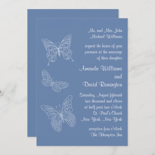 Boterfly Wedding Invitation Kaart (Voorkant / Achterkant)