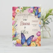 Boterfly Wedding Invitation Kaart (Staand voorkant)