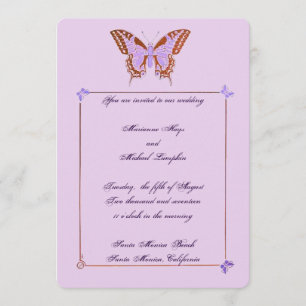 Boterfly Wedding Invitation Kaart