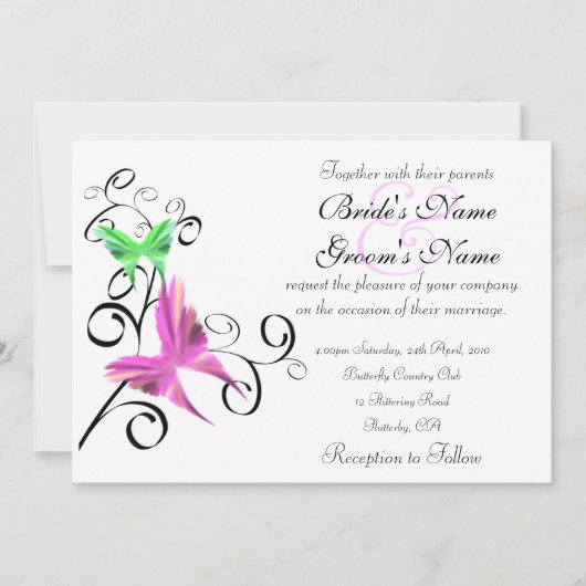 Boterfly Wedding Invitation Kaart (Voorkant)