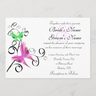 Boterfly Wedding Invitation Kaart