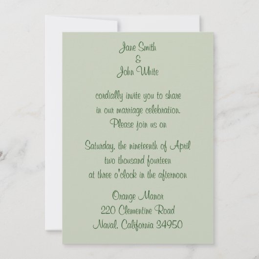 Boterfly Wedding Invitation Kaart (Achterkant)