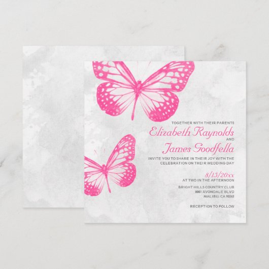 Boterfly Wedding Invitations Kaart (Voorkant / Achterkant)