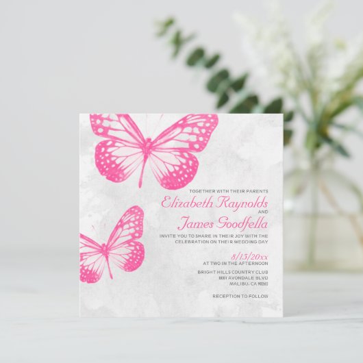 Boterfly Wedding Invitations Kaart (Staand voorkant)