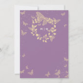 Boterfly Wedding Lavender Gold Monogrammen Elegant Kaart (Achterkant)