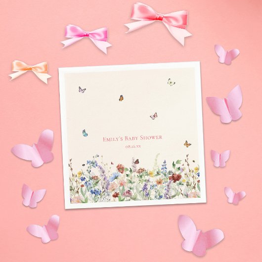 Boterfly Wildflower TuinBaby shower Servet