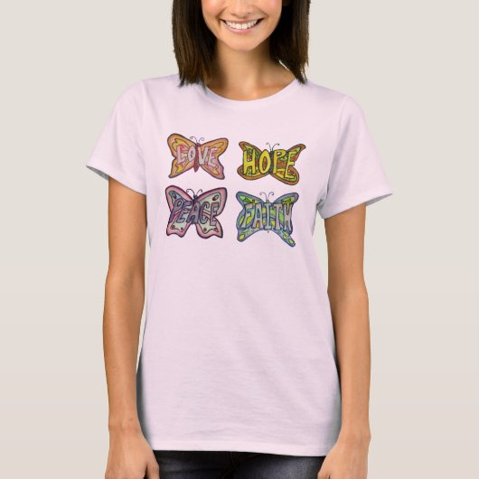 Boterfly Wings Inspirerend Words Custom T-Shirt (Voorkant)
