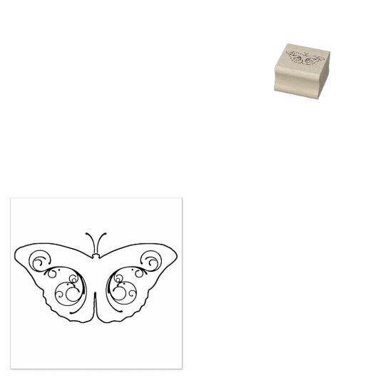 Boterfly Wood Art Stamp Rubberstempel (Gestempeld)