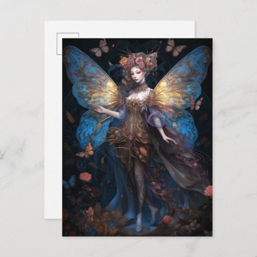 Boterfly Woodland Fairy Fantasy Art Briefkaart (Voorkant / Achterkant)
