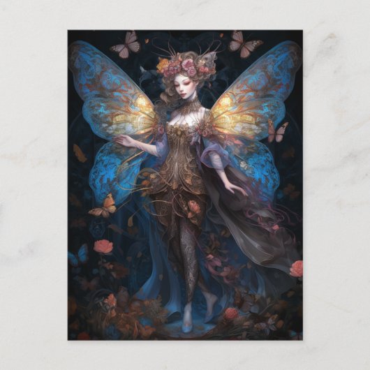 Boterfly Woodland Fairy Fantasy Art Briefkaart (Voorkant)