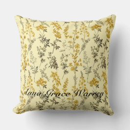 Botergeel Antiek Oud Botanisch Patroon 3 Kussen
