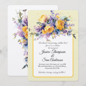 Botergeel Bloemen Waterverf Elegant Huwelijk Kaart (Voorkant / Achterkant)