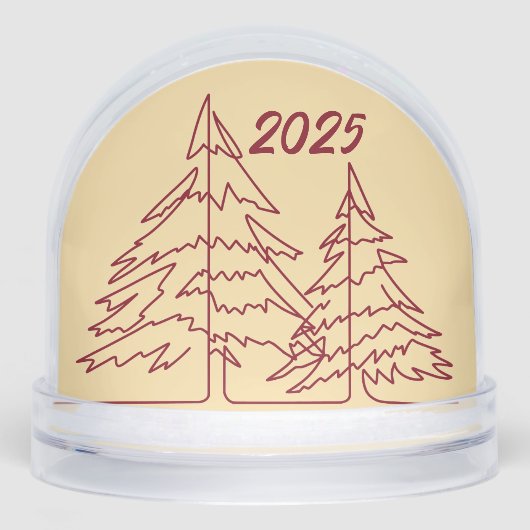 Botergeel Dieprood Graphic Tree Foto jaarlijks Sneeuwbol (Voorkant)