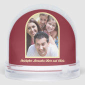 Botergeel Dieprood Graphic Tree Foto jaarlijks Sneeuwbol (Achterkant)