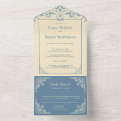 Botergeel Elegant Alles in één huwelijksuitnodigin All In One Uitnodiging (Binnen)