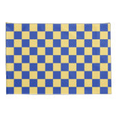 Botergeel en blauw geruit bordpatroon kussensloop (Achterkant-Rechts)