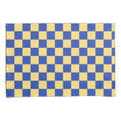 Botergeel en blauw geruit bordpatroon kussensloop (Voorkant-Rechts)