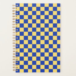 Botergeel en blauw geruit bordpatroon planner