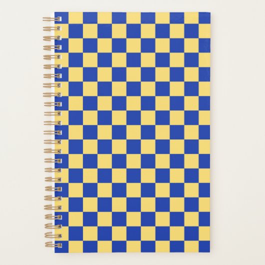 Botergeel en blauw geruit bordpatroon planner (Voorkant)
