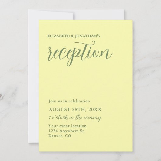 Botergeel en salie minimalistische receptie kaart (Voorkant)