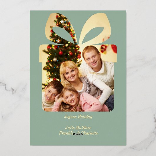 Botergeel & Groene Waterverf Kerstboom Folie Feestdagenkaart (Achterkant)