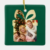 Botergeel & Groene Waterverf Kerstboom Keramisch Ornament (Voorkant)