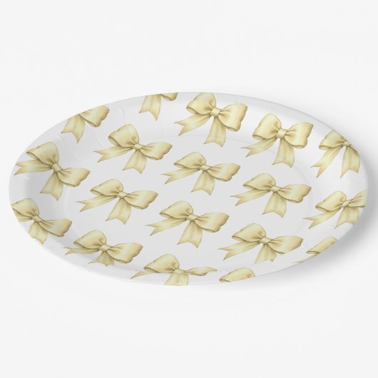 Botergeel  Satin Bow Pattern Papieren Bordje (Gekanteld)